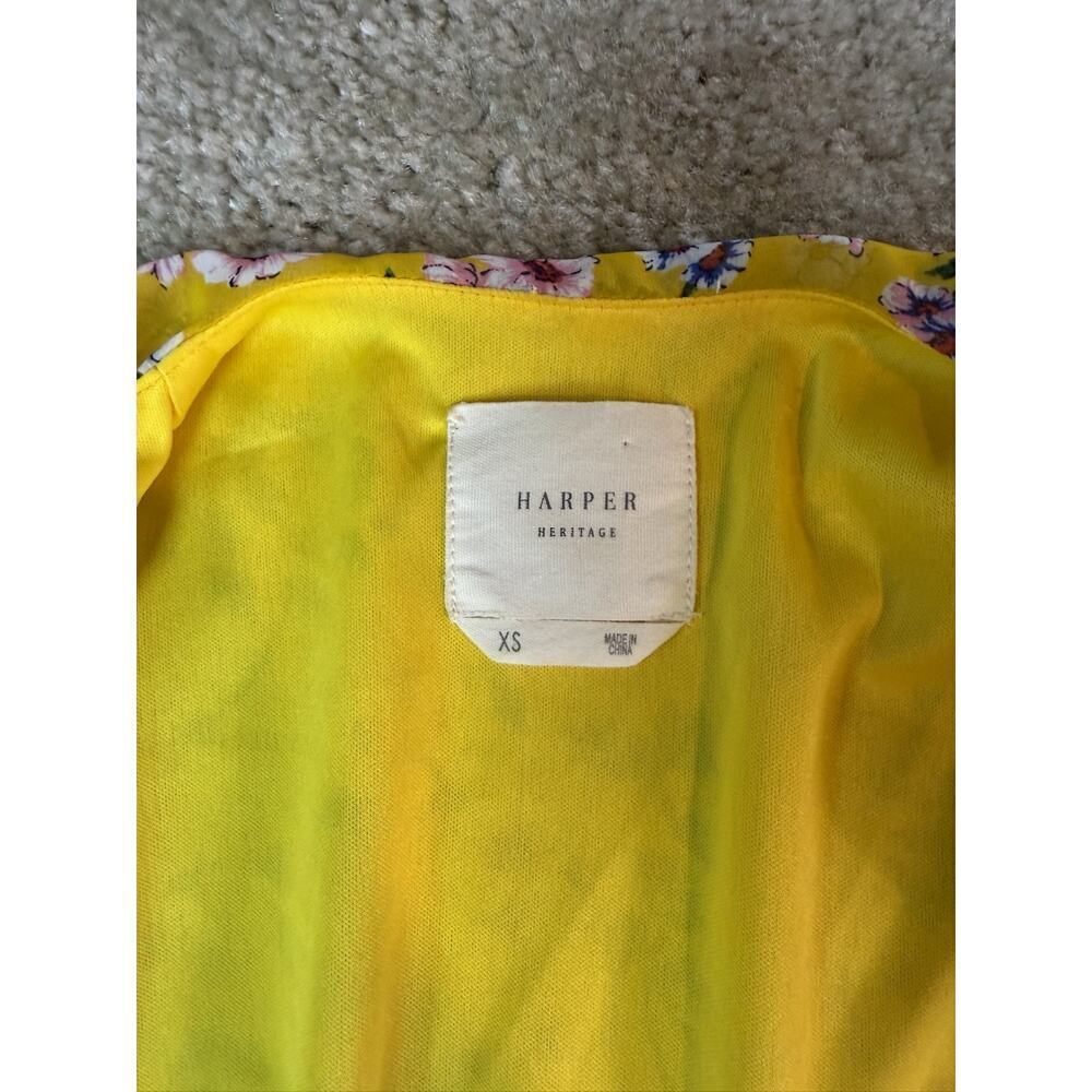 Harper Heritage Dora Yellow Floral Wrap Dress Size XS Summer Party Cocktail C710 - Picture 7 of 10